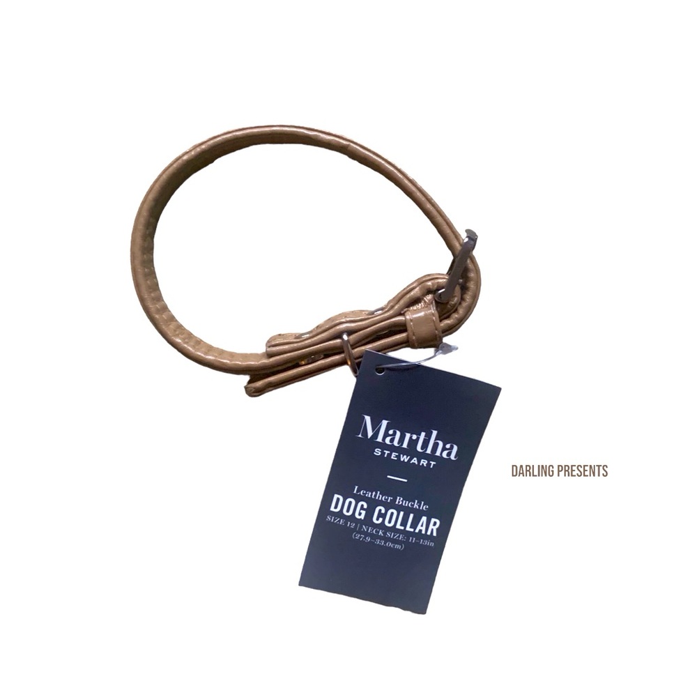 Martha Stewart Vegan Leather Engraved Buckle Dog Collar Color Beige Size 12/XS
